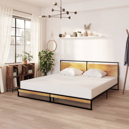 vidaXL Bed Frame | Black | Powder-coated metal, melamine coated MDF