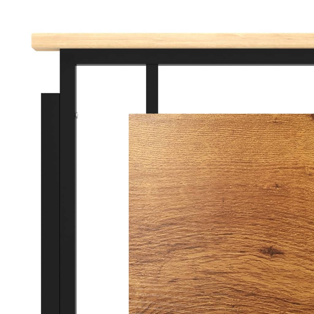 vidaXL Bed Frame | Black, Oak | Solid oak wood, powder-coated metal, MDF