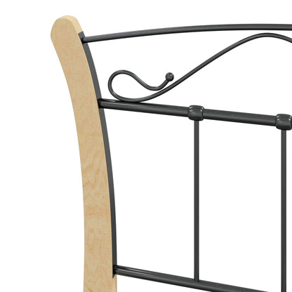 vidaXL Bed Frame | Black and natural | Powder-coated metal, solid oak wood