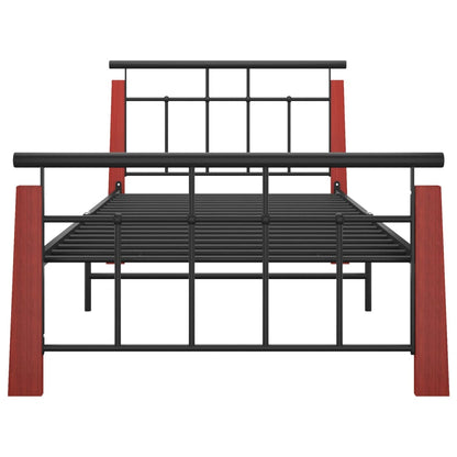 vidaXL Bed Frame without Mattress Metal and Solid Oak Wood 90x200 cm