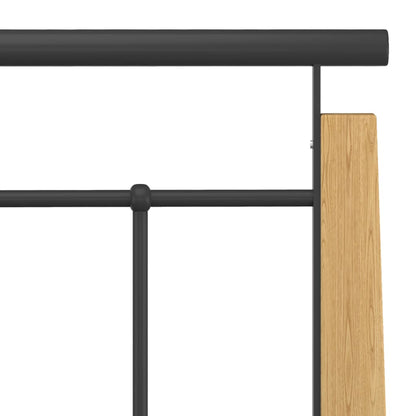 vidaXL Bed Frame without Mattress Metal and Solid Oak Wood 100x200 cm