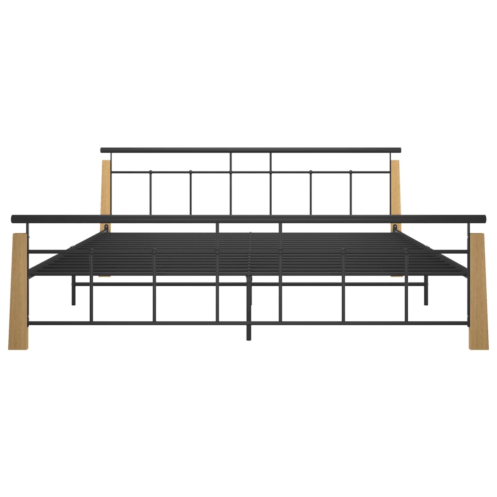 vidaXL Bed Frame without Mattress Metal and Solid Oak Wood 200x200 cm