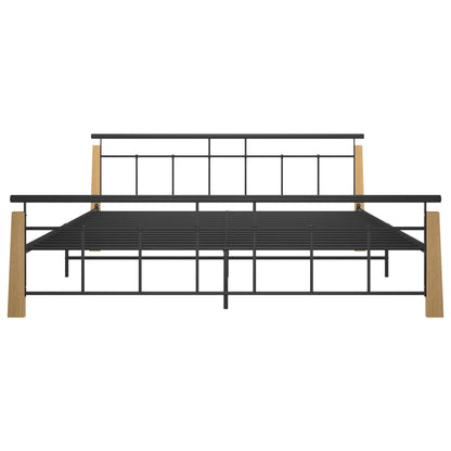 vidaXL Bed Frame without Mattress Metal and Solid Oak Wood 200x200 cm