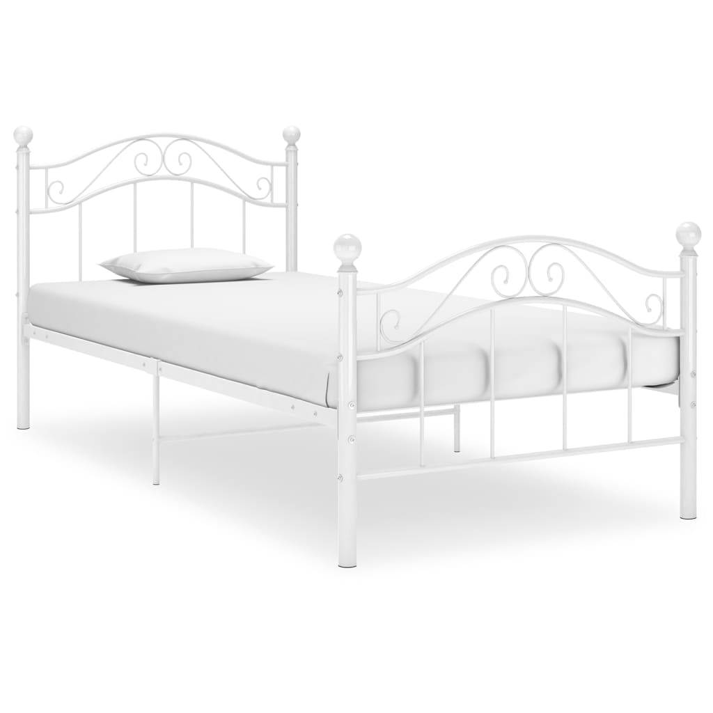 vidaXL Bed Frame | White | Powder-coated metal | Single | Durable | Bed Frame