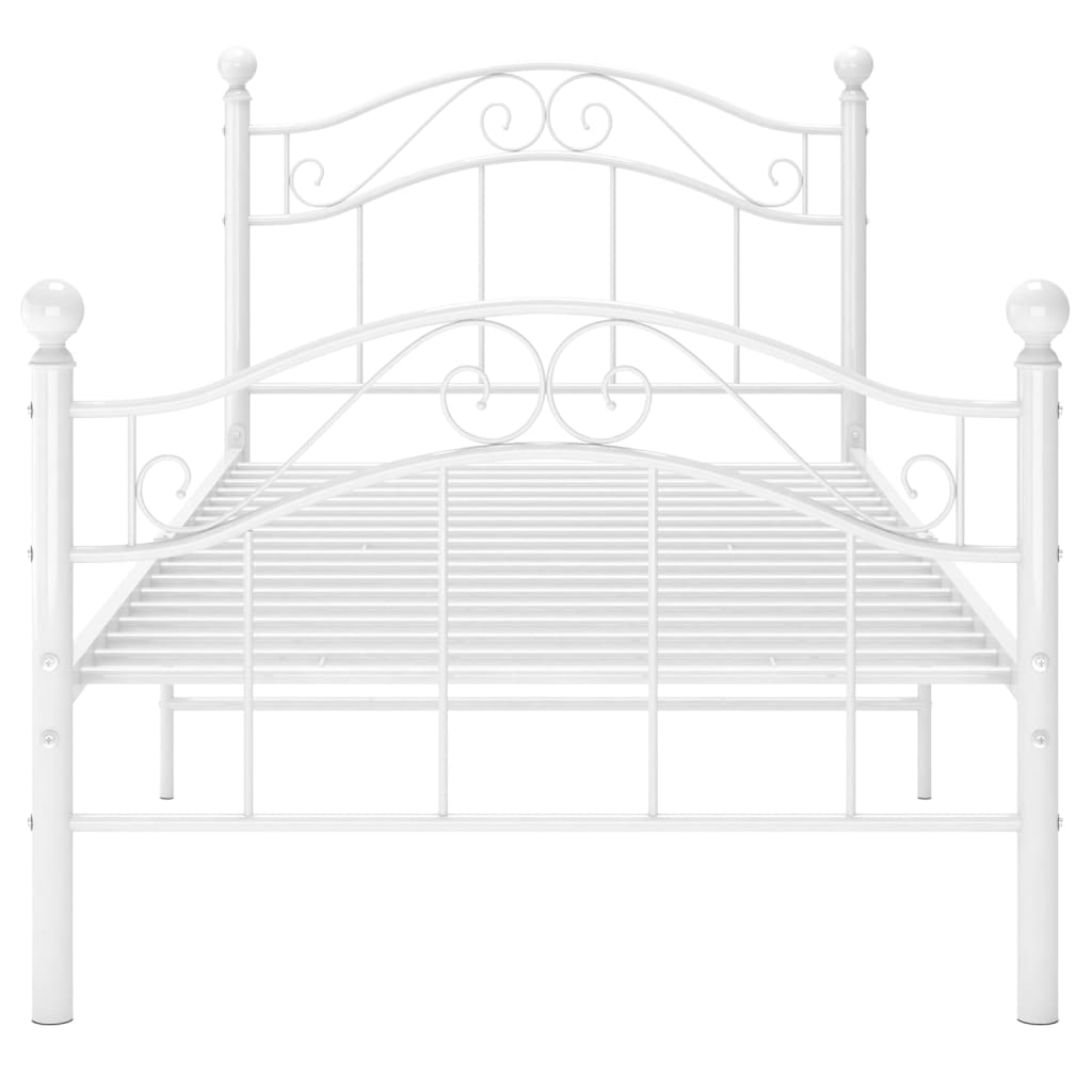 vidaXL Bed Frame | White | Powder-coated metal | Single | Durable | Bed Frame