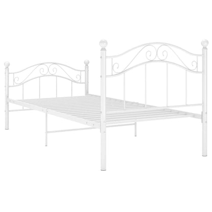 vidaXL Bed Frame | White | Powder-coated metal | Single | Durable | Bed Frame