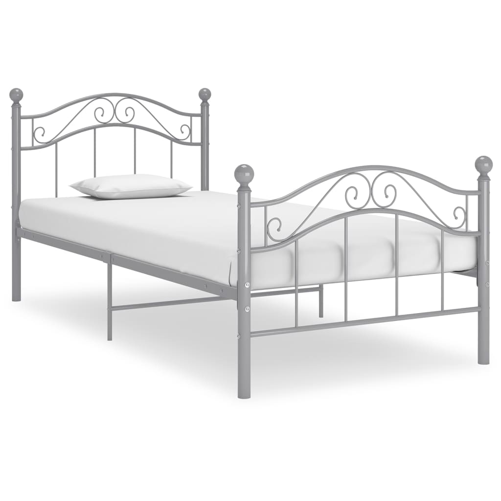 vidaXL Bed Frame | Grey | Powder-coated metal | Single |  Durable  | Bed Frame