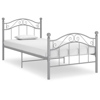 vidaXL Bed Frame | Grey | Powder-coated metal | Single |  Durable  | Bed Frame