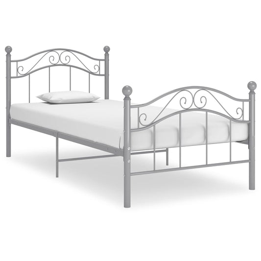 vidaXL Bed Frame | Grey | Powder-coated metal | Single |  Durable  | Bed Frame