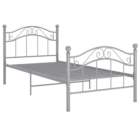 vidaXL Bed Frame | Grey | Powder-coated metal | Single |  Durable  | Bed Frame