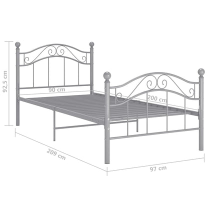vidaXL Bed Frame | Grey | Powder-coated metal | Single |  Durable  | Bed Frame