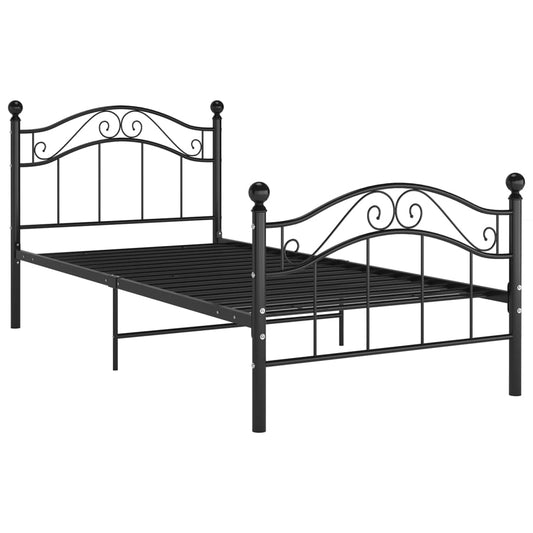 vidaXL Bed Frame without Mattress Black Metal 100x200 cm