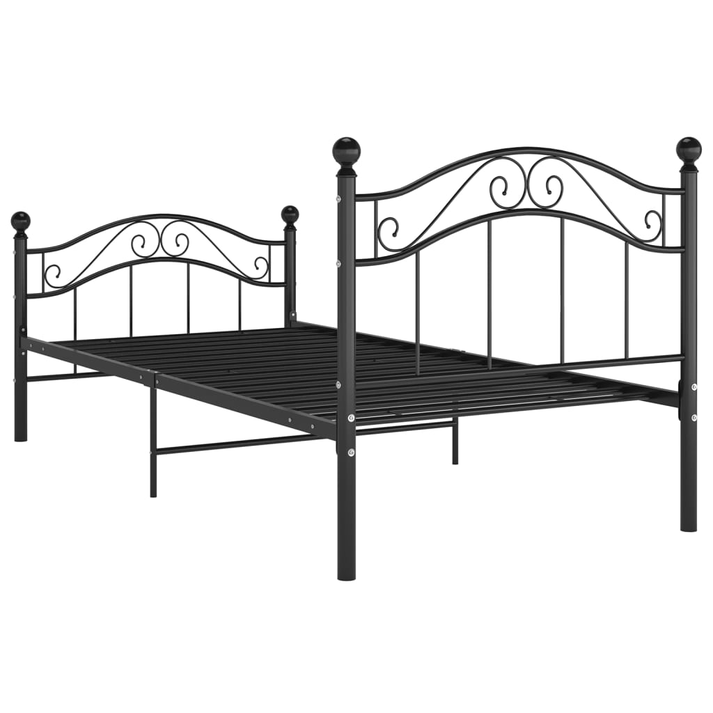 vidaXL Bed Frame without Mattress Black Metal 100x200 cm