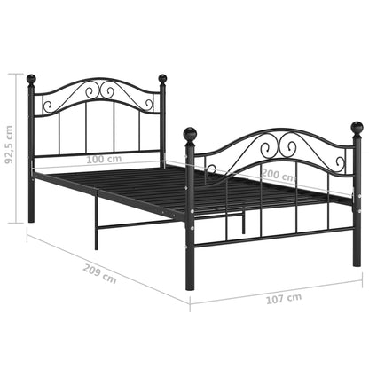 vidaXL Bed Frame without Mattress Black Metal 100x200 cm
