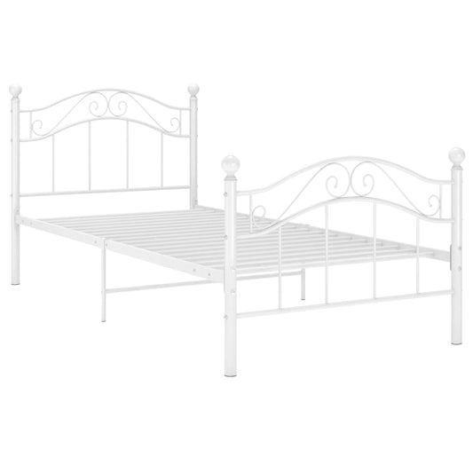 vidaXL Bed Frame without Mattress White Metal 100x200 cm