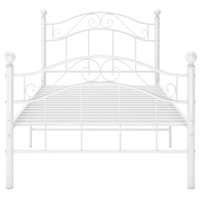vidaXL Bed Frame without Mattress White Metal 100x200 cm