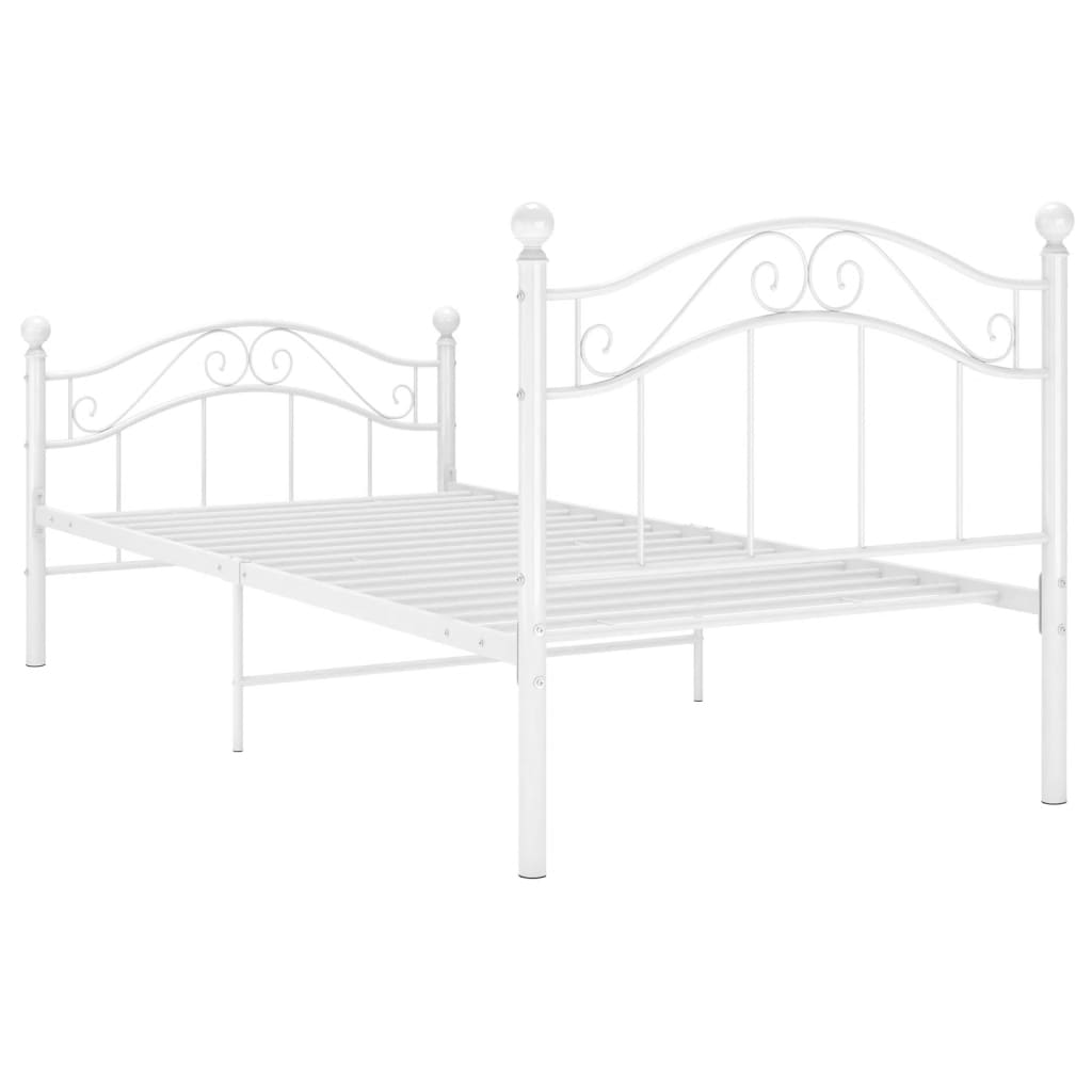 vidaXL Bed Frame without Mattress White Metal 100x200 cm