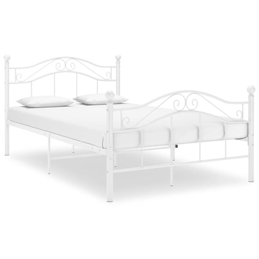 vidaXL Bed Frame | White | Powder-coated metal | Double | Bed Frame