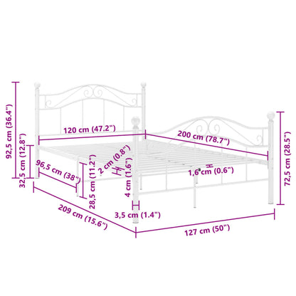 vidaXL Bed Frame | White | Powder-coated metal | Double | Bed Frame