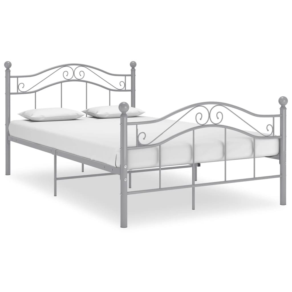 vidaXL Bed Frame | Grey | Powder-coated metal | Double | Bed Frame | Rectangular