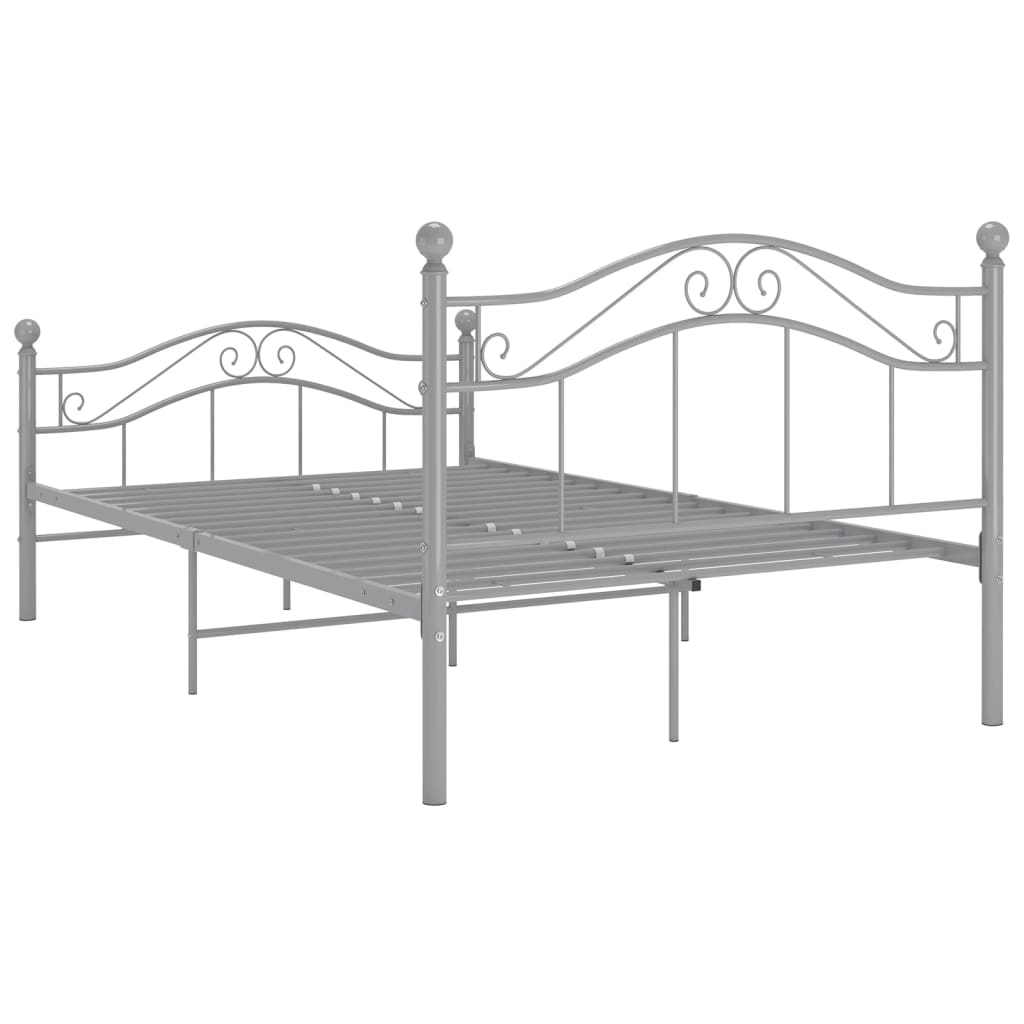 vidaXL Bed Frame | Grey | Powder-coated metal | Double | Bed Frame | Rectangular