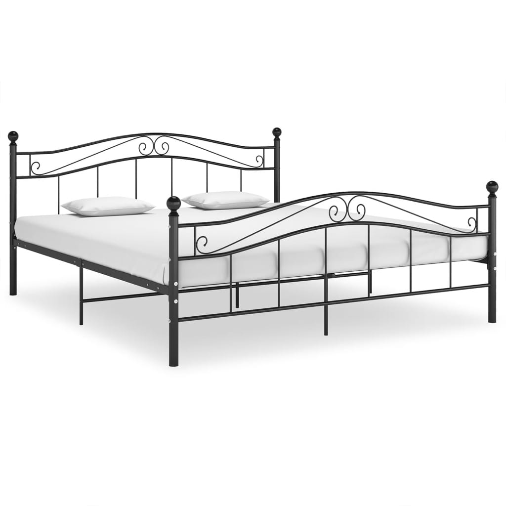 vidaXL Bed Frame | Black | Powder-coated metal | 140x200 cm Mattress Size