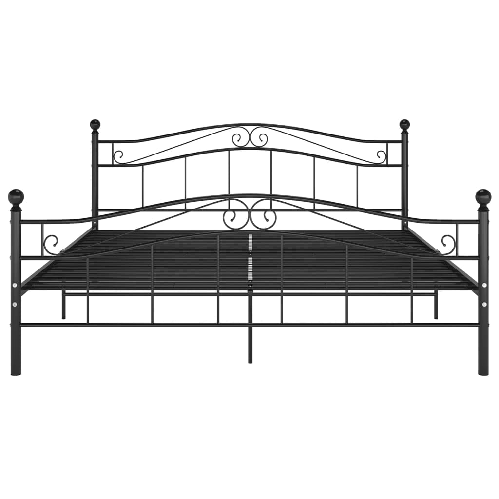 vidaXL Bed Frame | Black | Powder-coated metal | 140x200 cm Mattress Size