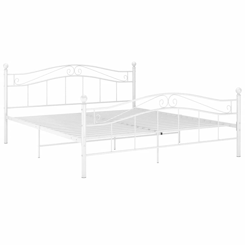 vidaXL Bed Frame without Mattress White Metal 140x200 cm