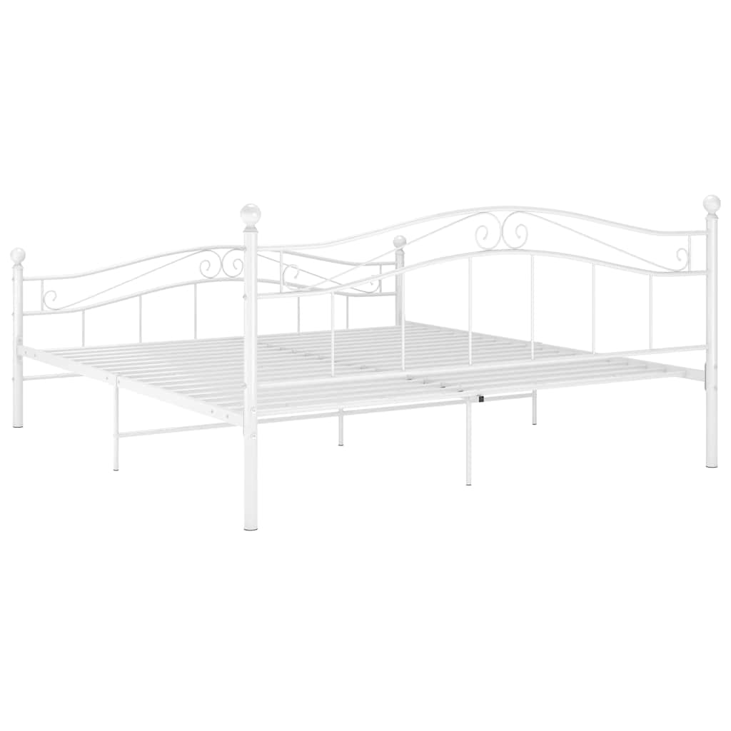 vidaXL Bed Frame without Mattress White Metal 140x200 cm