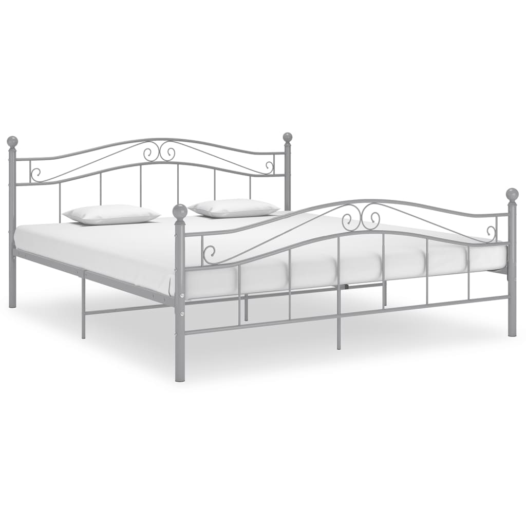 vidaXL Bed Frame | Grey | Powder-coated metal | 140 x 200 cm | Durable