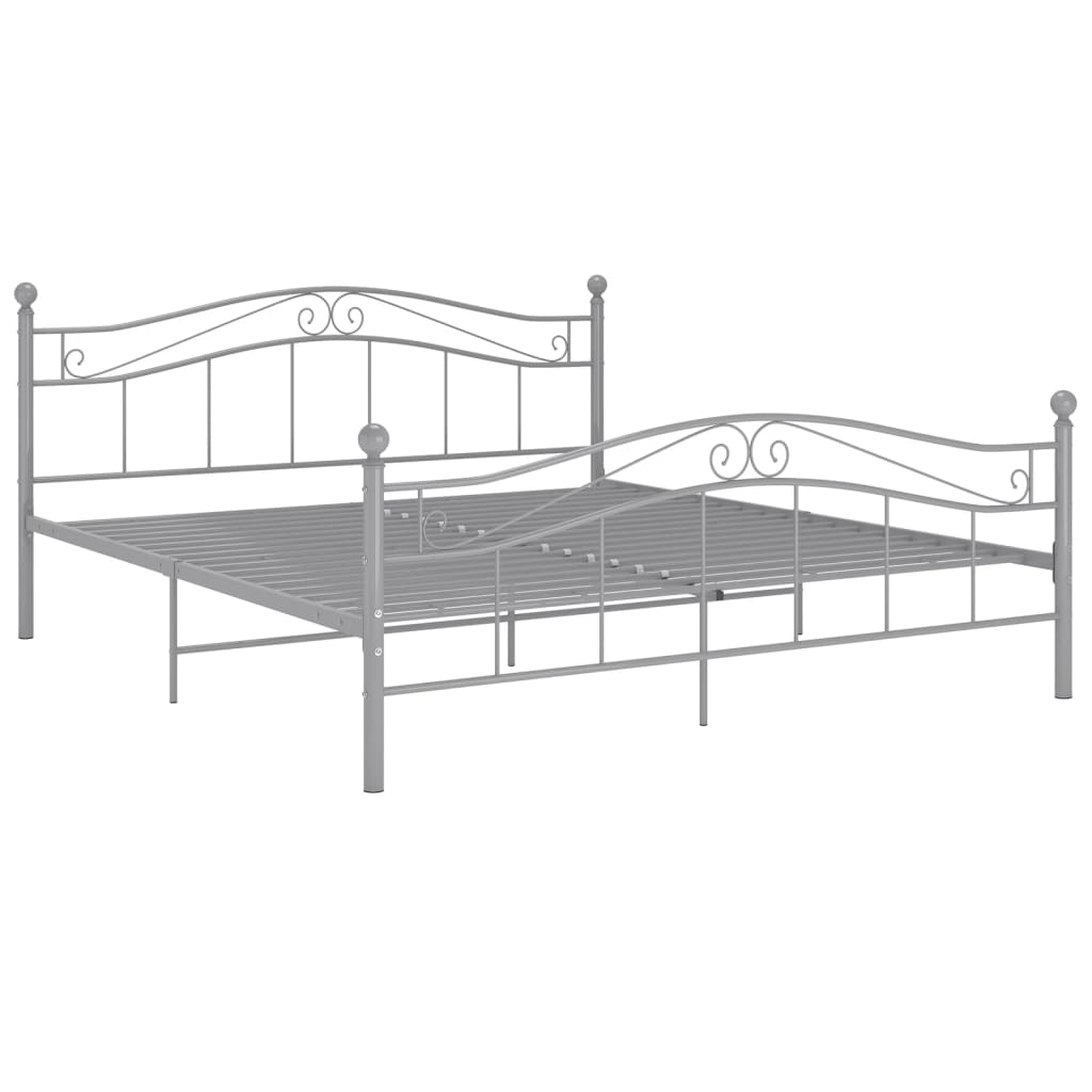 vidaXL Bed Frame | Grey | Powder-coated metal | 140 x 200 cm | Durable