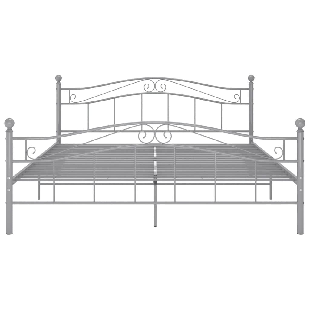 vidaXL Bed Frame | Grey | Powder-coated metal | 140 x 200 cm | Durable