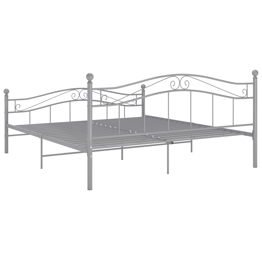 vidaXL Bed Frame | Grey | Powder-coated metal | 140 x 200 cm | Durable