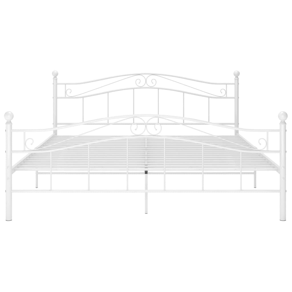 vidaXL Bed Frame | White | Powder-Coated Metal | Double |  Tough | Bed Frame