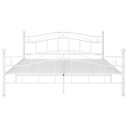 vidaXL Bed Frame | White | Powder-Coated Metal | Double |  Tough | Bed Frame