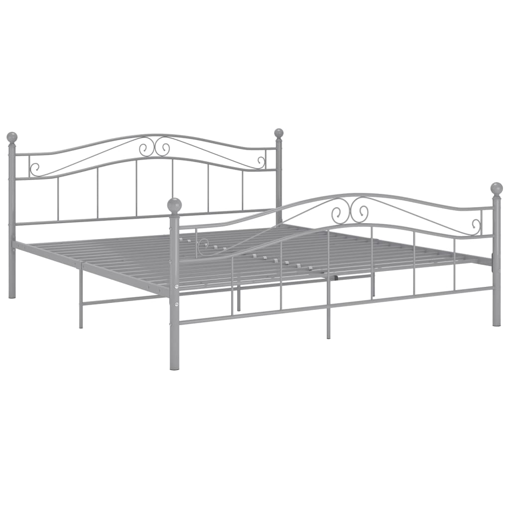 vidaXL Bed Frame | Grey | Powder-coated metal | Double | Durable | Bed Frame