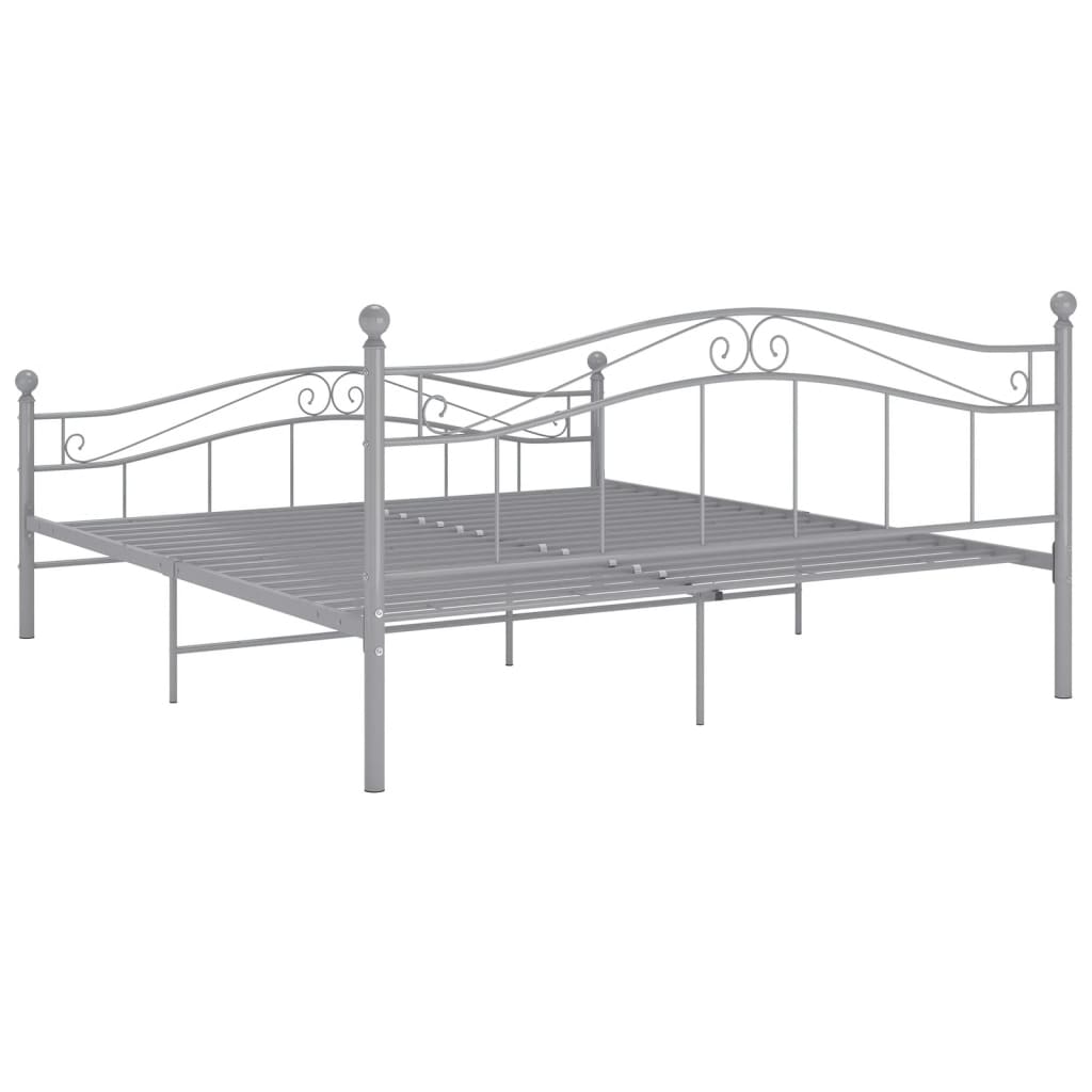 vidaXL Bed Frame | Grey | Powder-coated metal | Double | Durable | Bed Frame