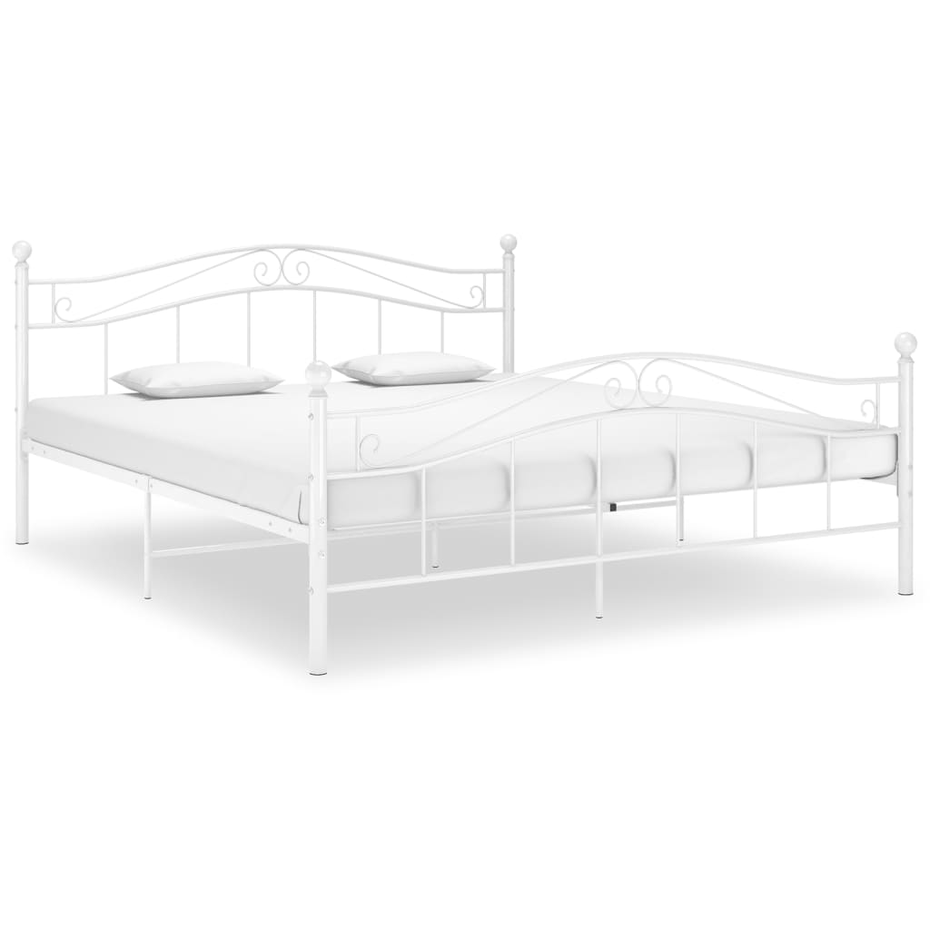 vidaXL Bed Frame | White | Powder-coated metal | Super King | Durable