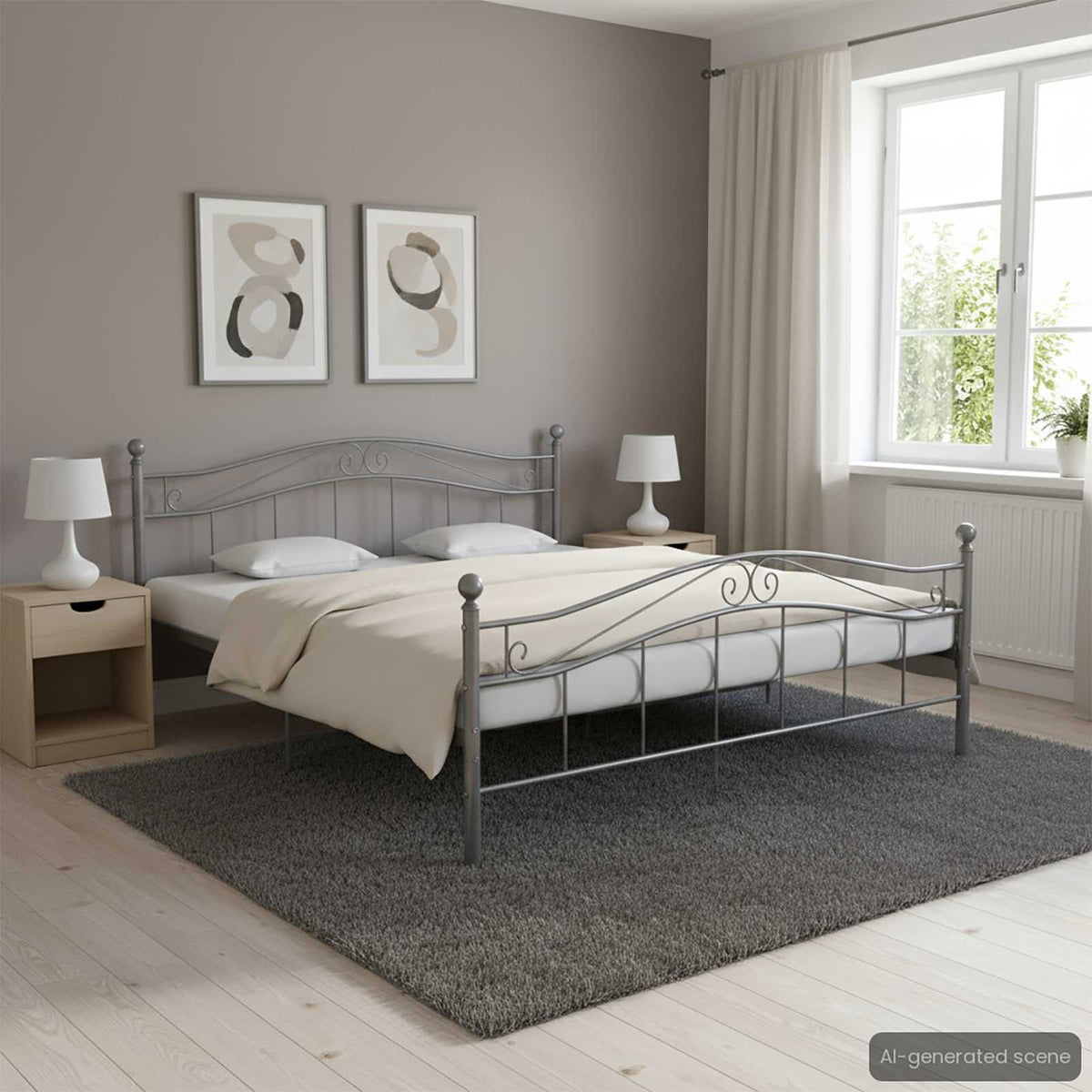 vidaXL Bed Frame without Mattress Grey Metal 200x200 cm