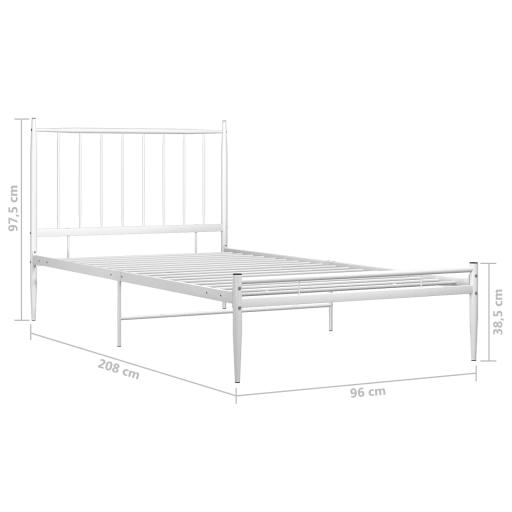 vidaXL Bed Frame without Mattress White Metal 90x200 cm