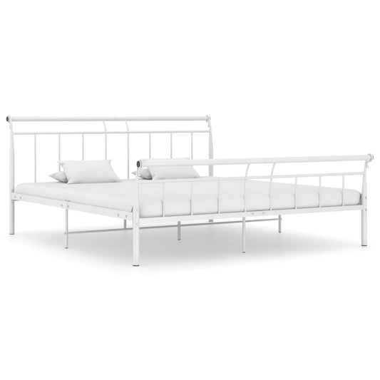 vidaXL Bed Frame without Mattress White Metal 200x200 cm