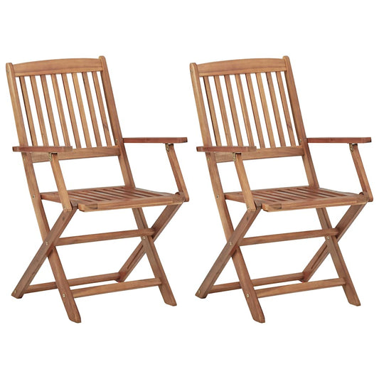 vidaXL Folding Chairs 2 pcs Solid Acacia Wood