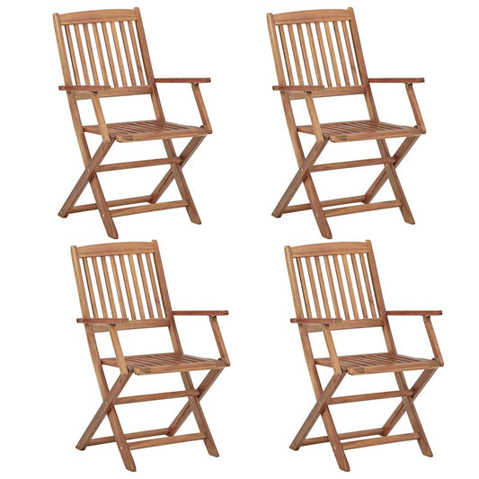 vidaXL Folding Chairs 4 pcs Solid Acacia Wood