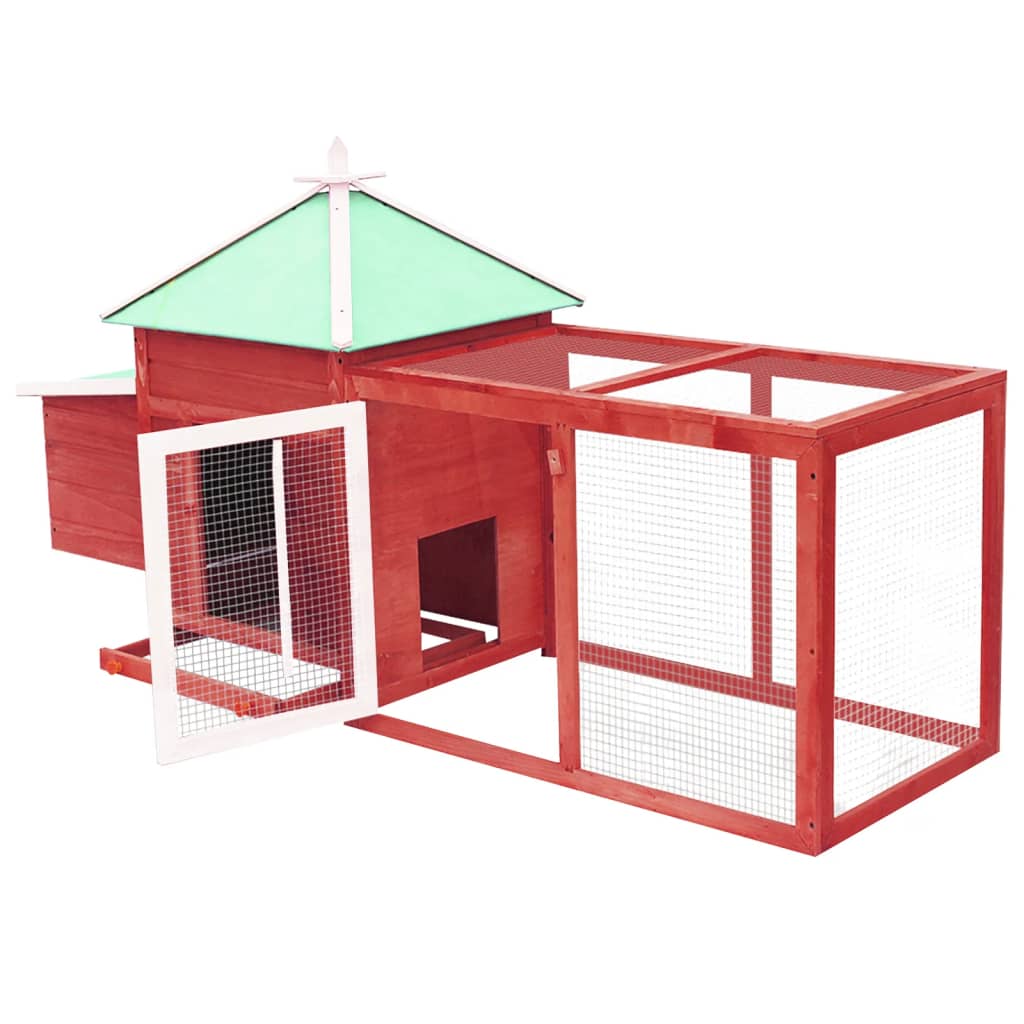 vidaXL Chicken Coop with Nest Box Red 190x72x102 cm Solid Firwood
