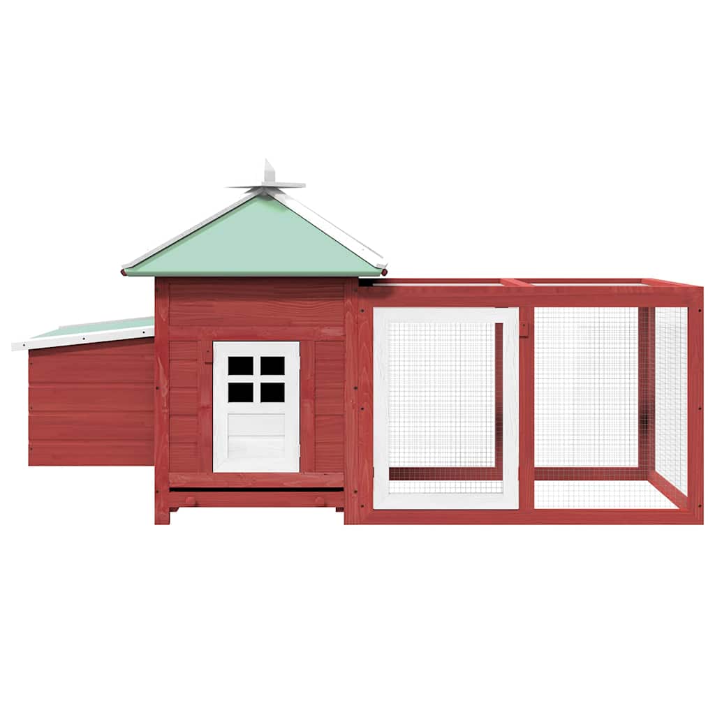 vidaXL Chicken Coop with Nest Box Red 190x72x102 cm Solid Firwood