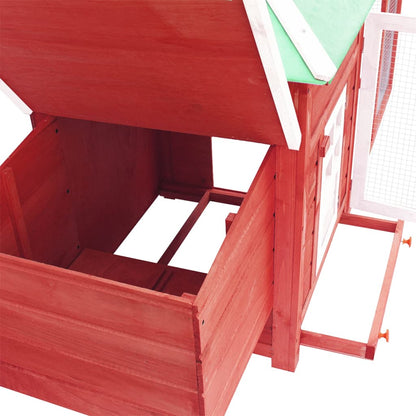 vidaXL Chicken Coop with Nest Box Red 190x72x102 cm Solid Firwood