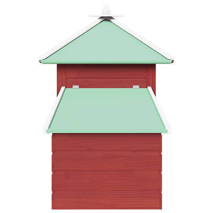 vidaXL Chicken Coop with Nest Box Red 190x72x102 cm Solid Firwood