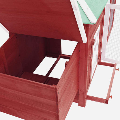 vidaXL Chicken Coop with Nest Box Red 190x72x102 cm Solid Firwood