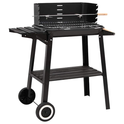 vidaXL Charcoal BBQ Grill with Wheels Black Steel