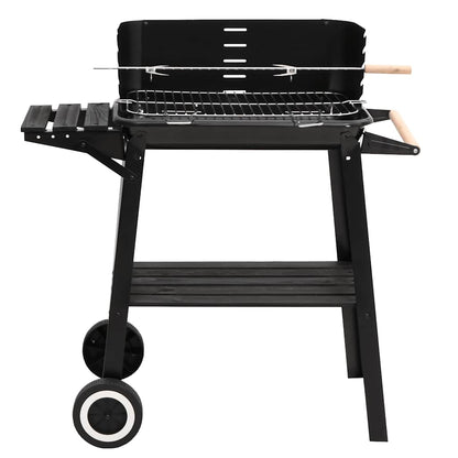 vidaXL Charcoal BBQ Grill with Wheels Black Steel